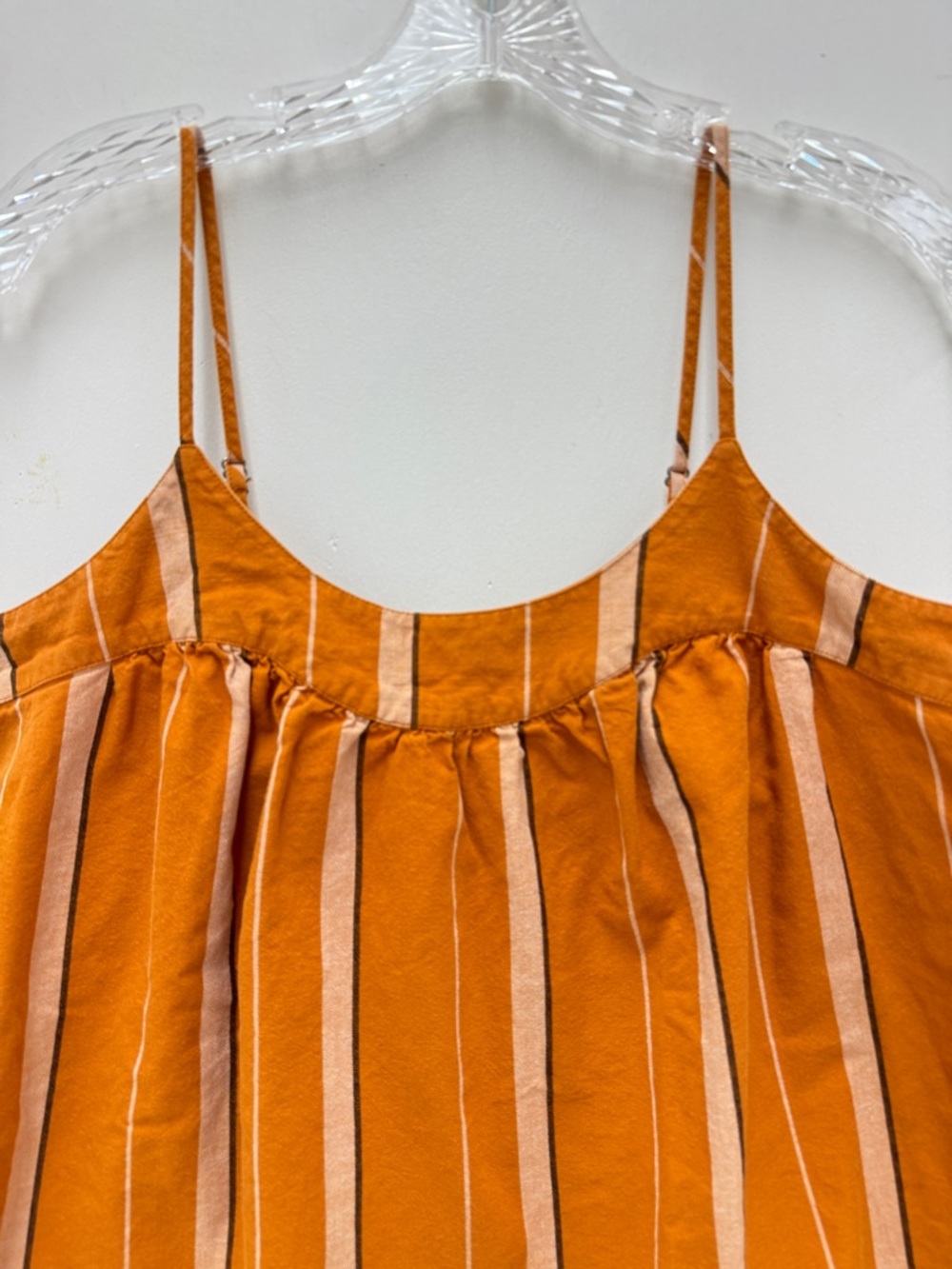 Lucky Brand Women’s 100% Cotton Burnt Orange Striped Adjustable Tank Top Size M - Picture 6 of 7
